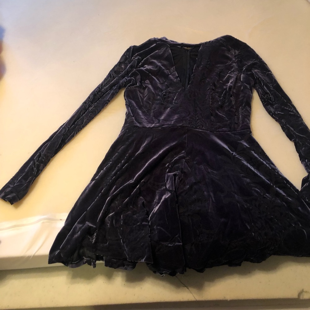 Felt Navy Blue Long Sleeve Boutique Romper